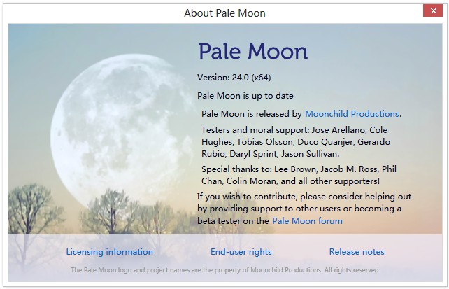 Pale Moon 苍月浏览器 24.0 发布